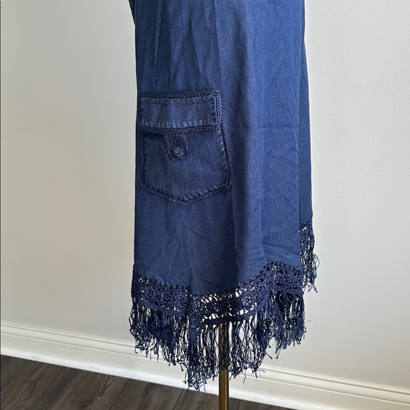 VTG Women’s Silk‎ Cotton Blend Embroidered Fringe Boho Coastal Cowgirl Skirt 14 - Picture 2 of 12
